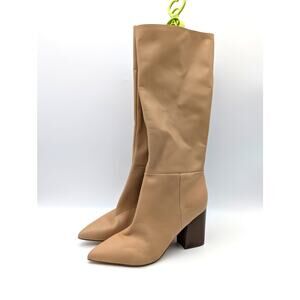 Nine West Peachey Knee High Heel Boots Women's Natural Leather Size US11M EU42